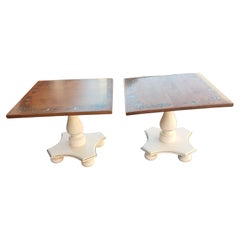 Ethan Allen Vintage Hitchcock Style Pedestal Side Tables, Circa 1970s, a Pair
