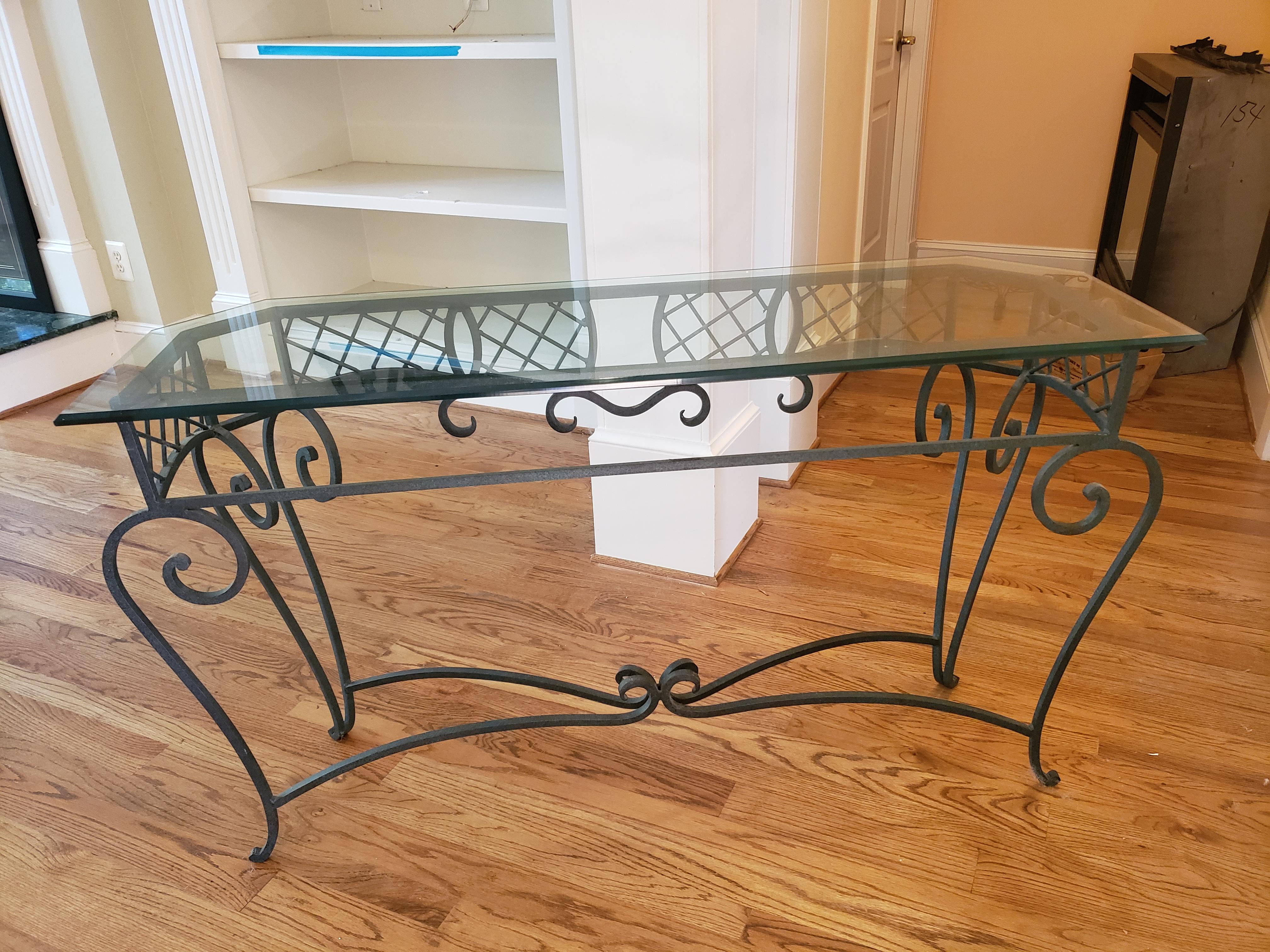 Ethan Allen Wrought Iron Frame Mirror & Console Table In Excellent Condition In Germantown, MD