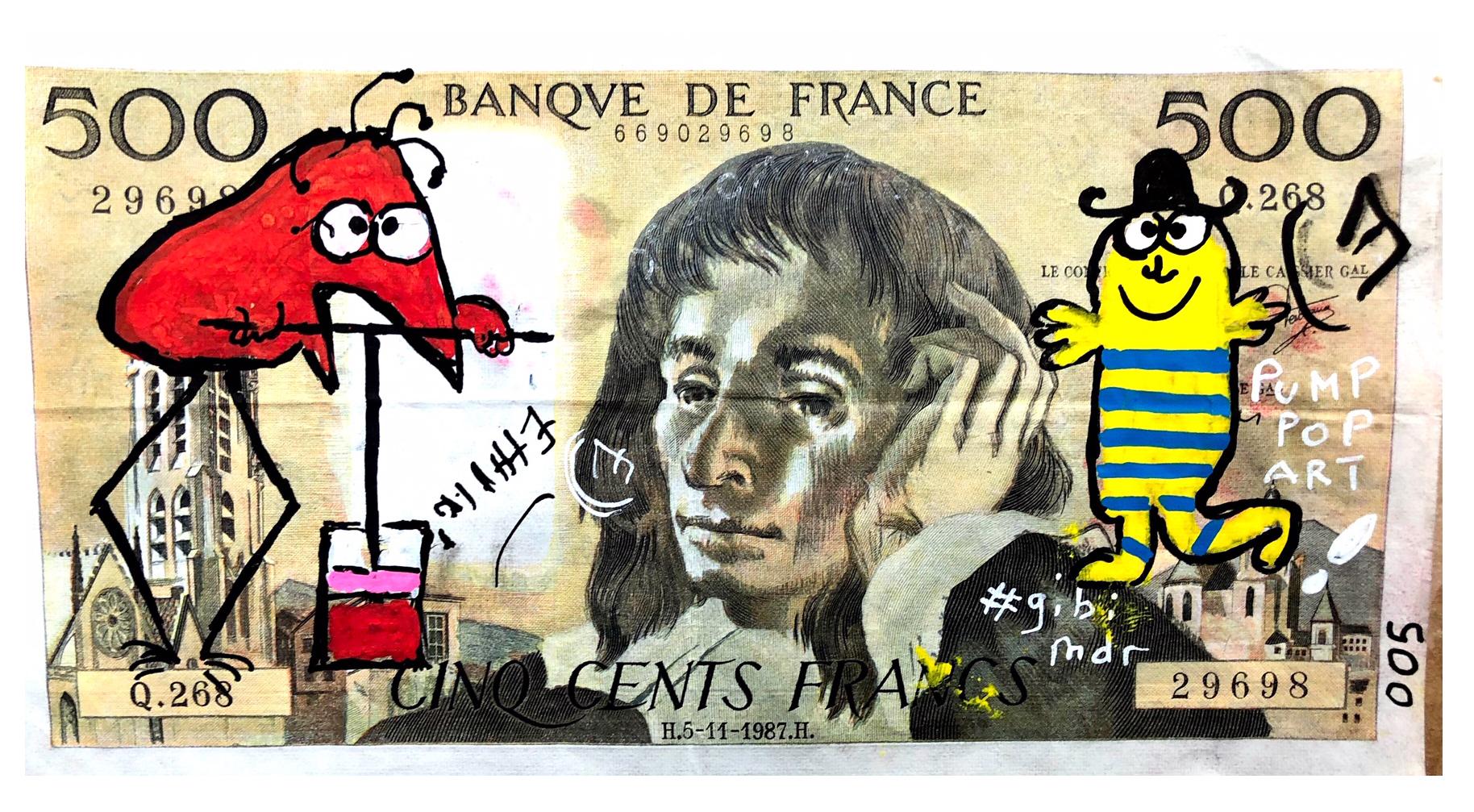 PUMP POP ART 004
2018
Mixed media
Support: 500 Francs Pascal bill
Sending neat, with certificate of the artist