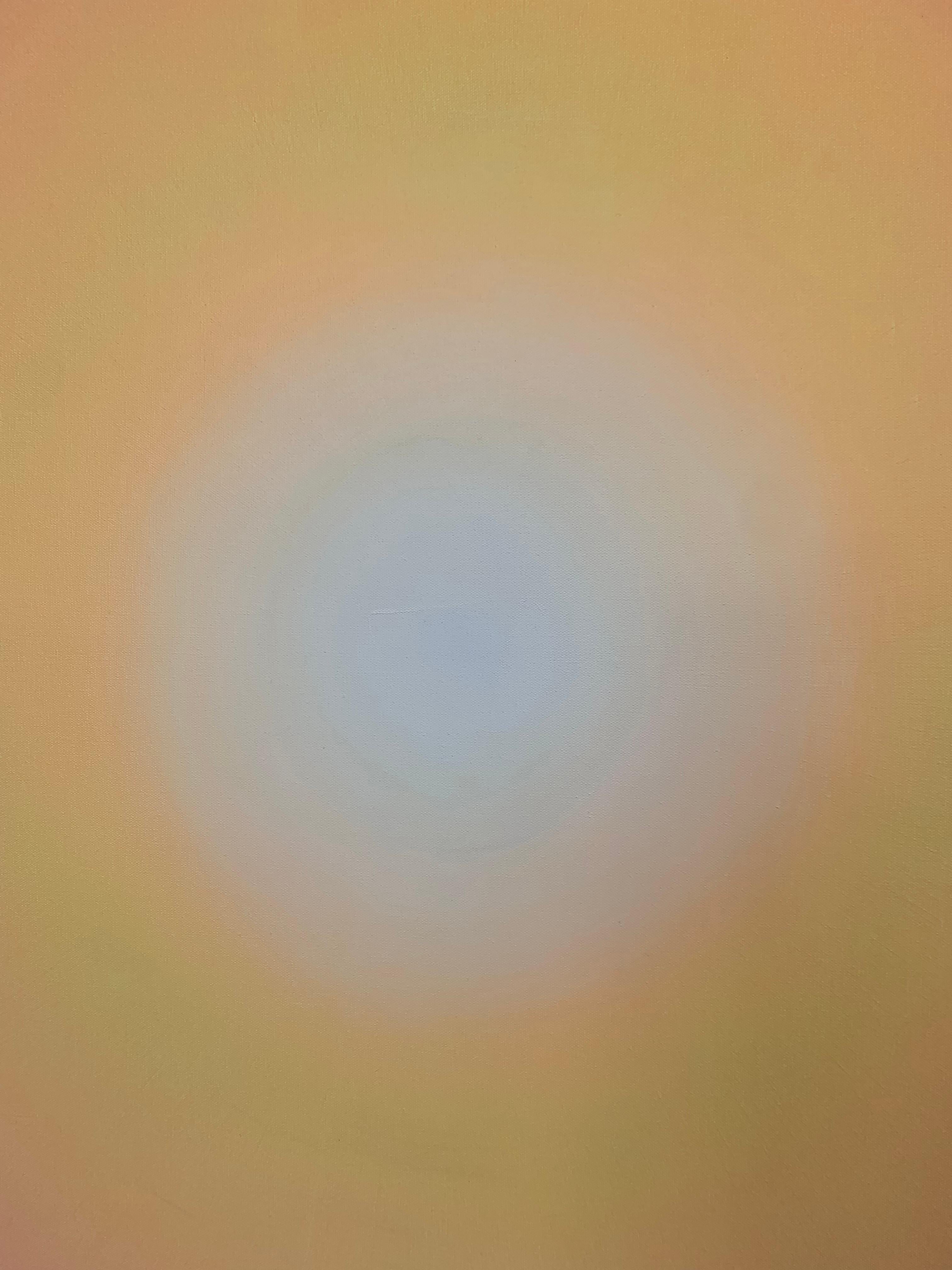 This square edge filled canvas presents a warm-fuzzy of perfectly blended pigment. “Just Peachy” is from the “Mindfulness Circle” series by artist Ethan Blu, one of the most collectible new talents in the US! Originally from the Chicago area, Ethan