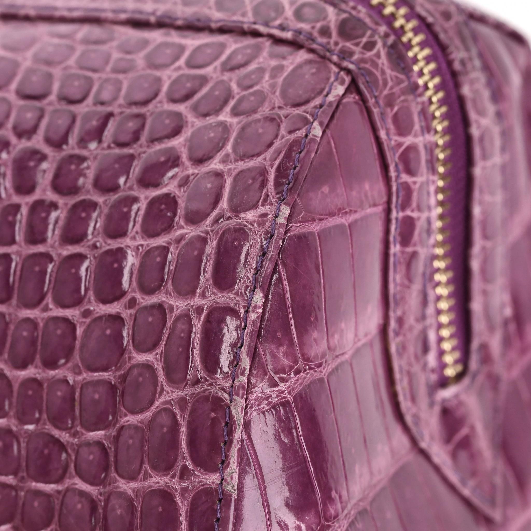Ethan K Crocodile Skin Bowler Bag For Sale 8