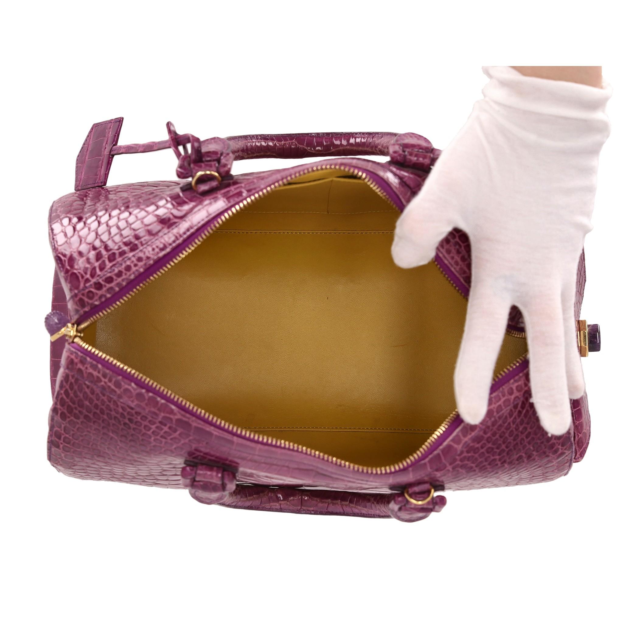 Women's Ethan K Crocodile Skin Bowler Bag For Sale