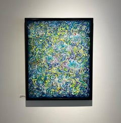 Contemporary Abstract Painting, Acrylic on Canvas, Framed, Psychedelic Patterns