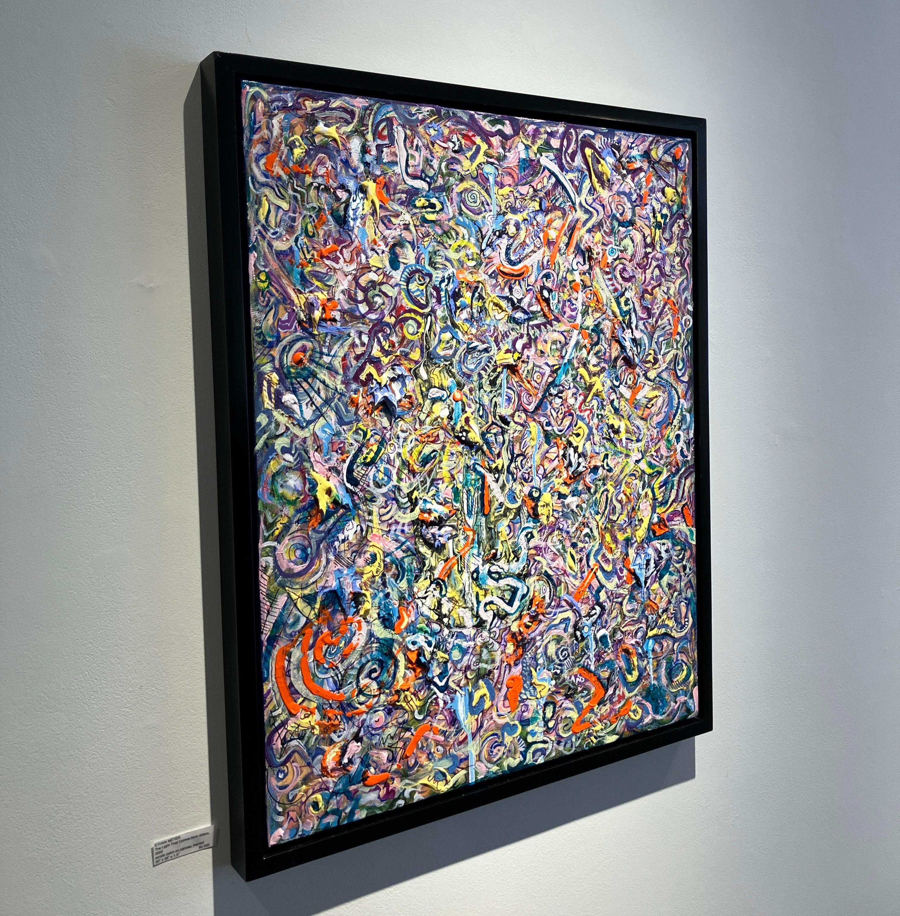 Contemporary Abstract Painting, Acrylic on Canvas, Framed, Psychedelic Patterns For Sale 1