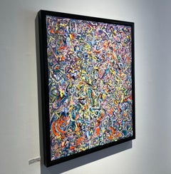 Contemporary Abstract Painting, Acrylic on Canvas, Framed, Psychedelic Patterns