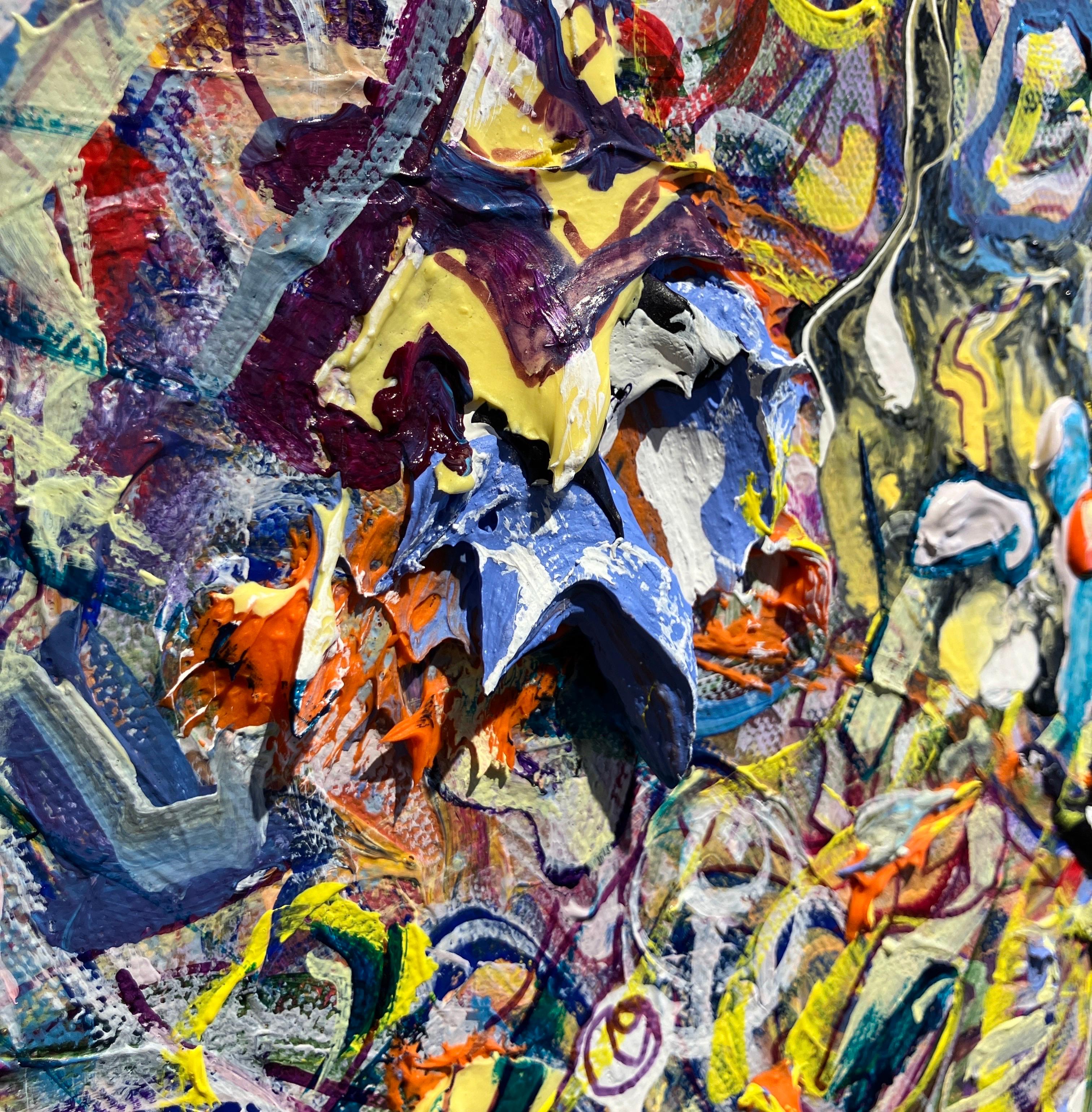 Contemporary Abstract Painting, Acrylic on Canvas, Framed, Psychedelic Patterns For Sale 2