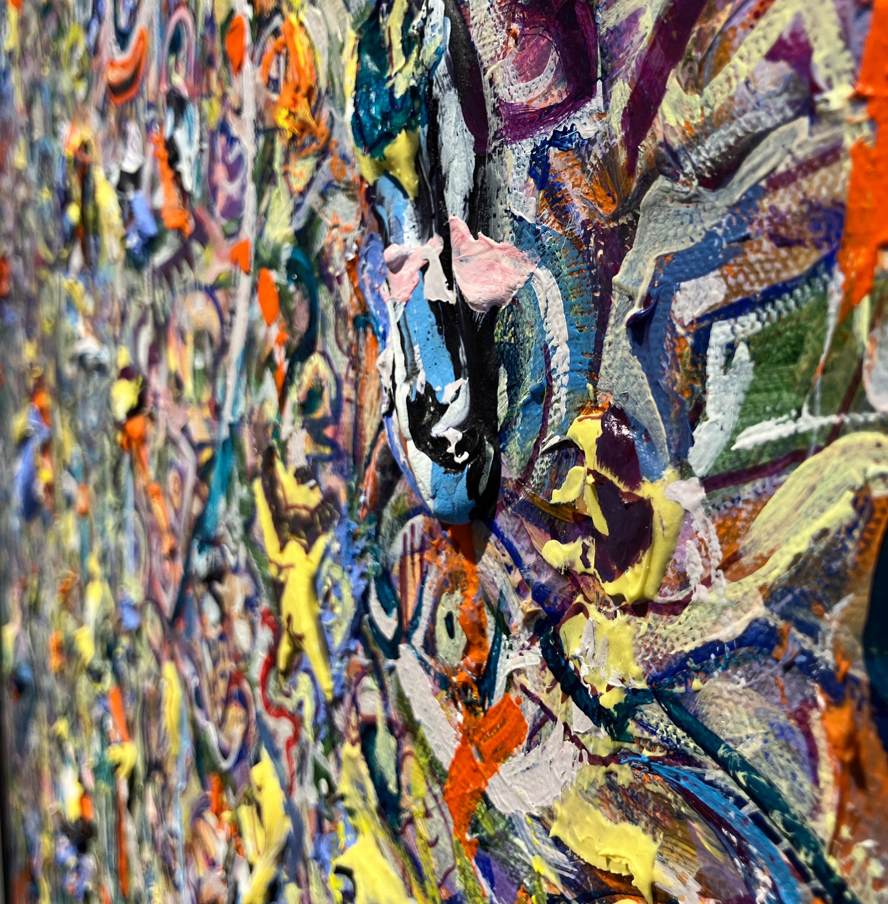 Contemporary Abstract Painting, Acrylic on Canvas, Framed, Psychedelic Patterns For Sale 3