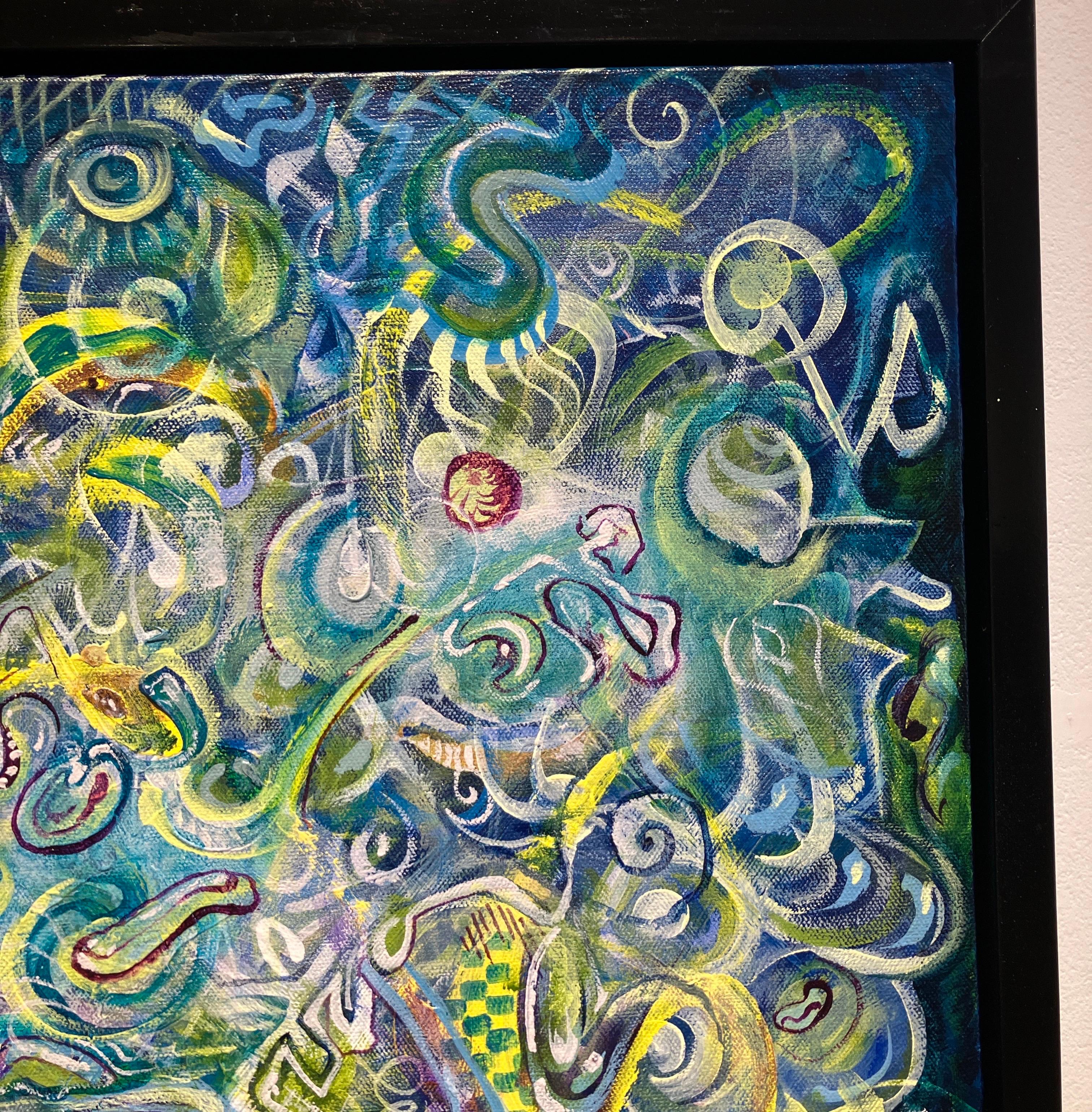 Pintura abstracta contemporánea, acrílico sobre lienzo, enmarcada, motivos psicodélicos

Mención de Honor de la Beca de la Fundación Groot 2025

