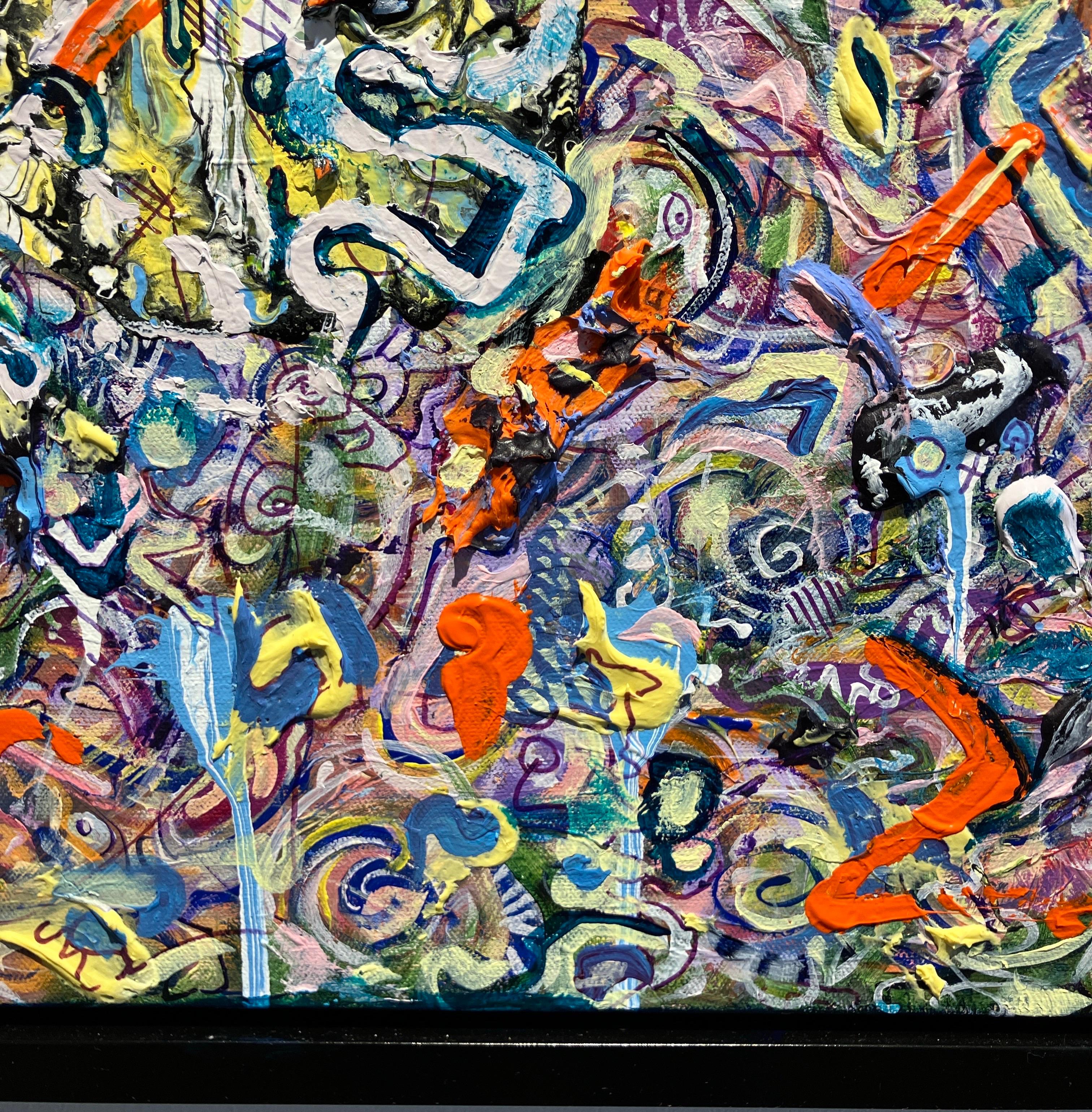 Contemporary Abstract Painting, Acrylic on Canvas, Framed, Psychedelic Patterns For Sale 5