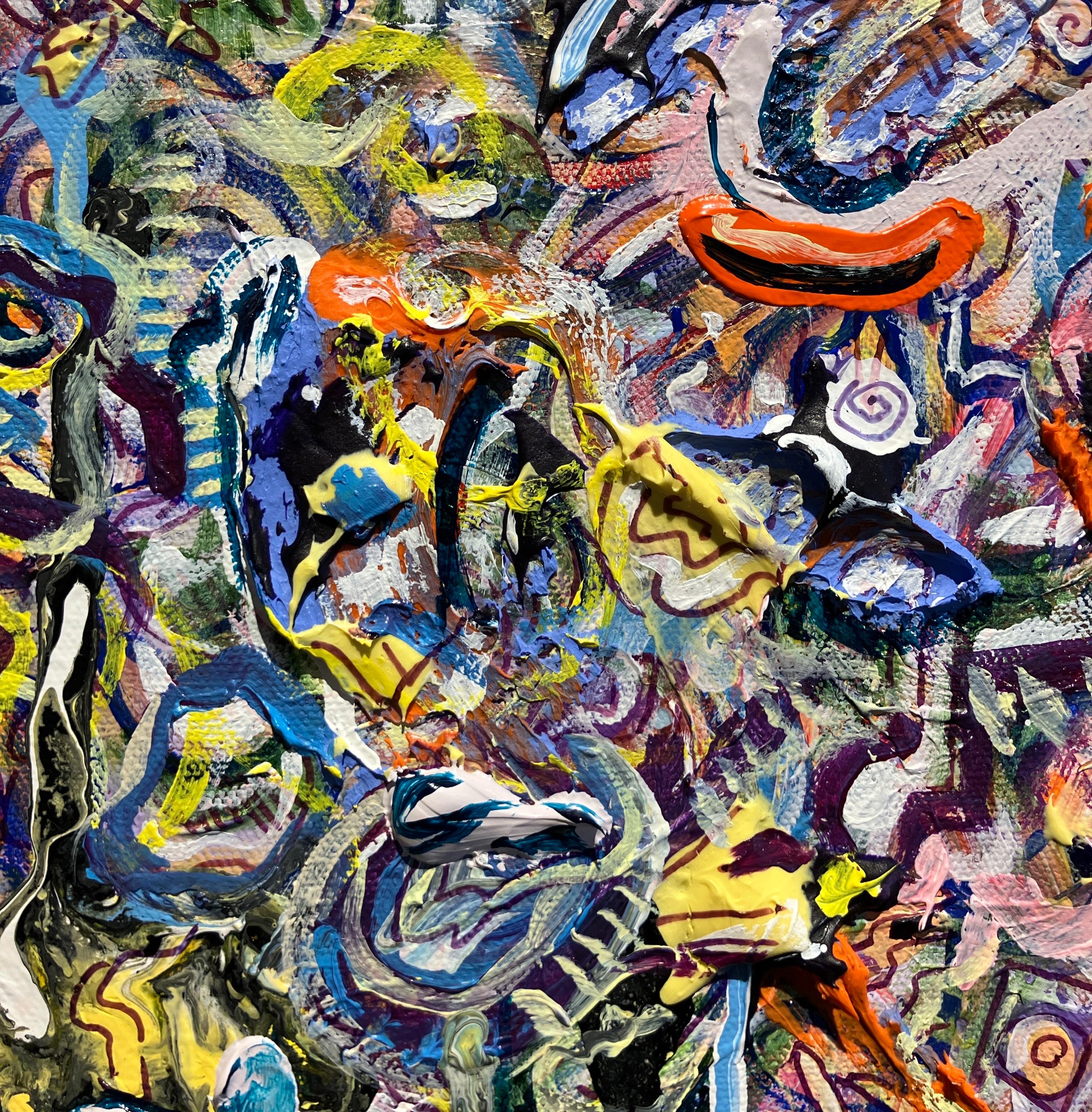 Contemporary Abstract Painting, Acrylic on Canvas, Framed, Psychedelic Patterns For Sale 7