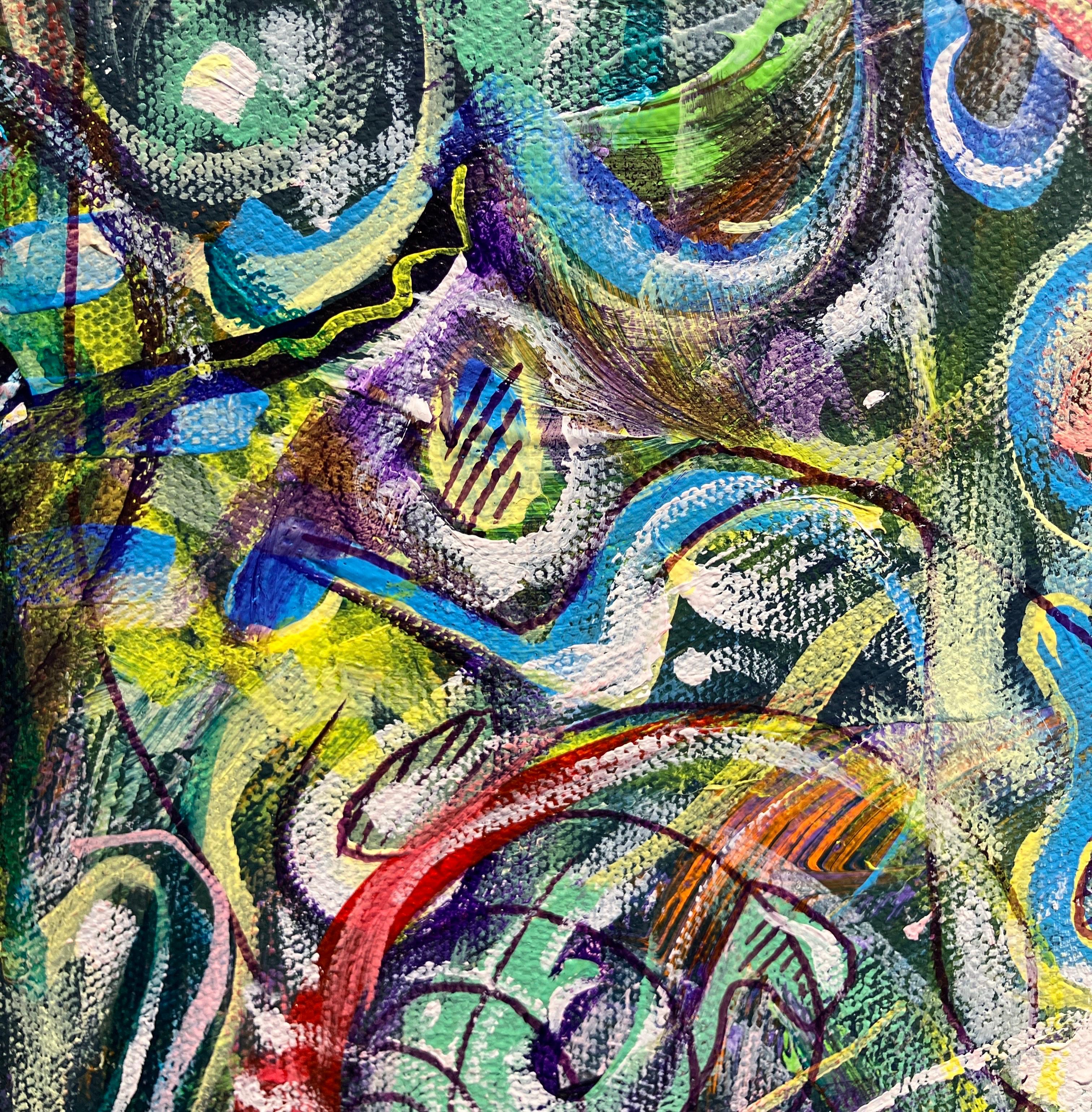 Contemporary Abstract Painting, Acrylic on Canvas, Framed, Psychedelic Patterns For Sale 7