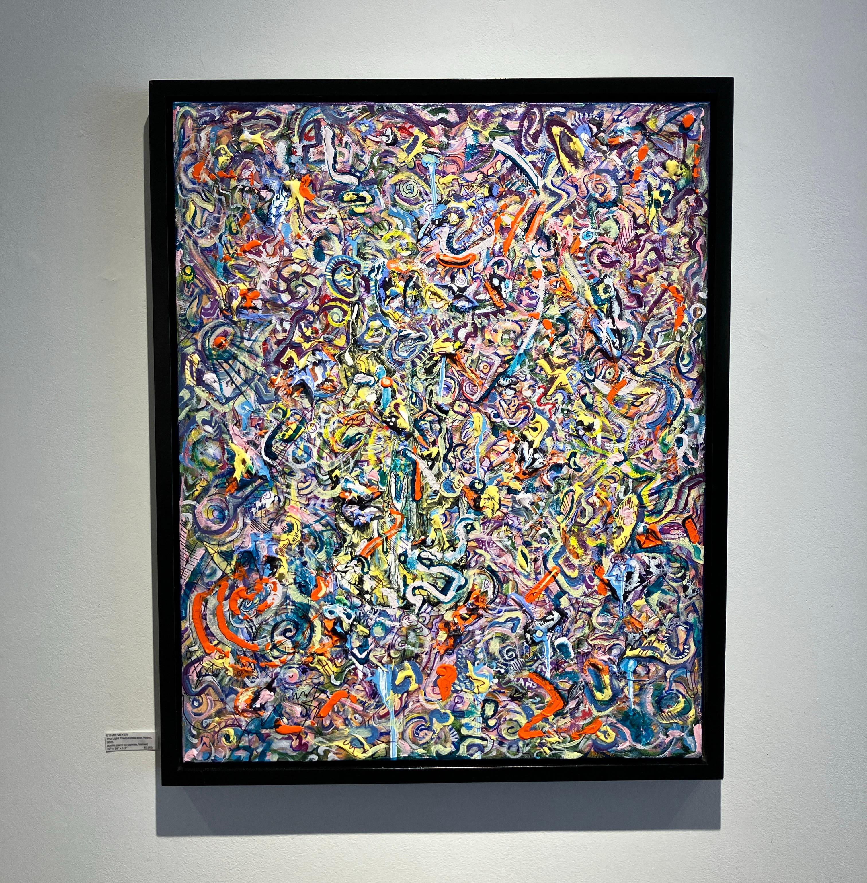 Contemporary Abstract Painting, Acrylic on Canvas, Framed, Psychedelic Patterns