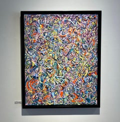 Contemporary Abstract Painting, Acrylic on Canvas, Framed, Psychedelic Patterns