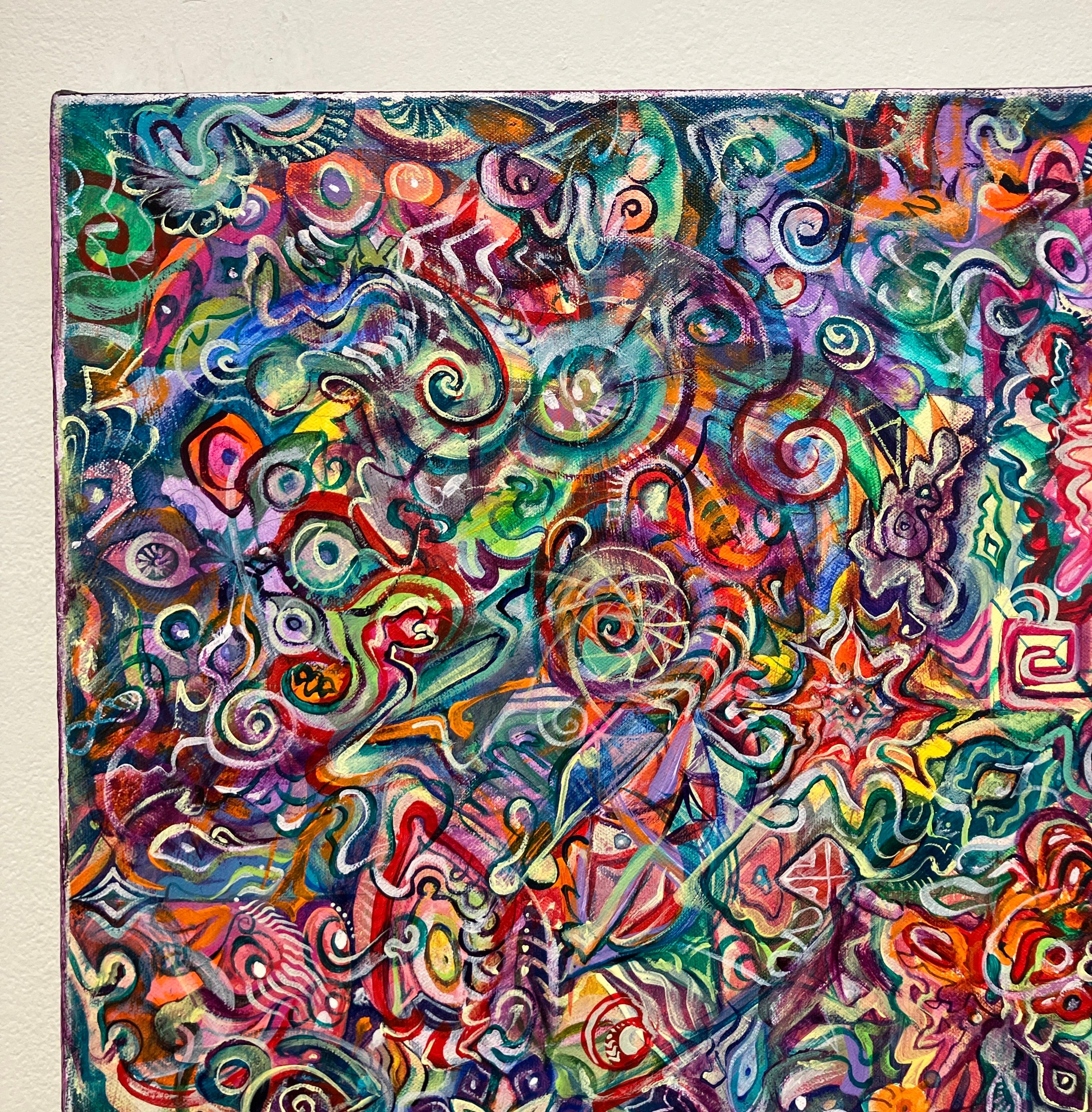 Peinture abstraite contemporaine à l'acrylique sur toile, motifs psychédéliques, colorés

Bourse de la Fondation Groot Mention honorable 2025

