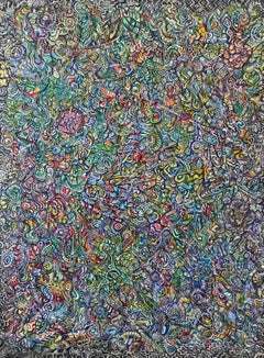 "Crystalizing Æther", Abstract Acrylic Painting on Canvas, Colorful, Patterns