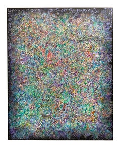 "Shadow of a Flame", Abstract Acrylic Painting on Fabric, Colorful, Patterns
