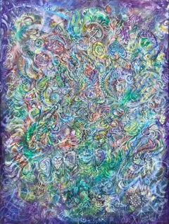 "Sun Eater", Contemporary, Abstract, Acrylic Painting, Wood Panel, Bright Colors