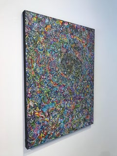 Contemporary Psychedelic Abstract Painting, Canvas, Colorful Patterning, Meyer