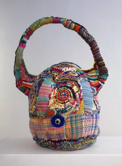 Abstract Fiber Sculpture, Ethan Meyer, 2024, Bright Colors, Hand Woven, Stitched