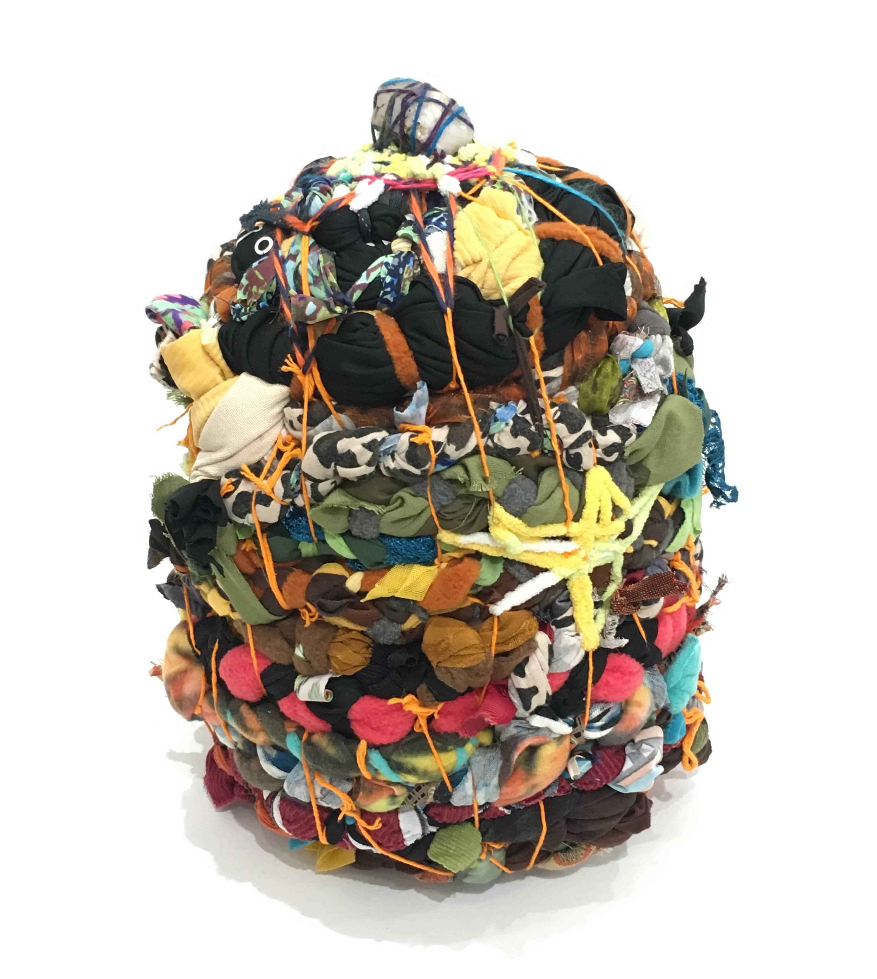 Ethan Meyer Abstract Sculpture - Contemporary Abstract Mixed Media Sculpture with Fabric, Thread, and Quartz 
