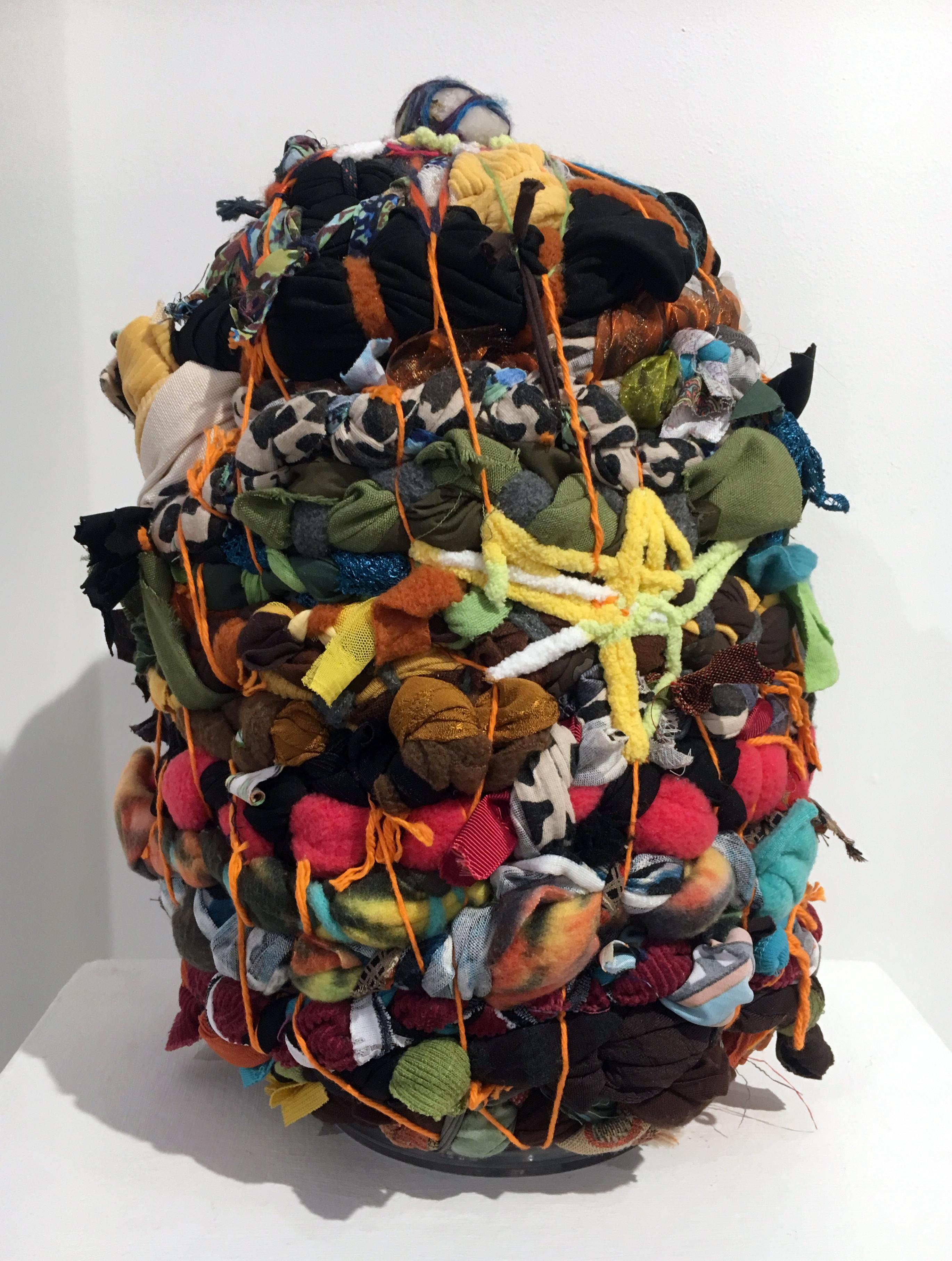 Contemporary Abstract Mixed Media Sculpture with Fabric, Thread, and Quartz  - Beige Abstract Sculpture by Ethan Meyer