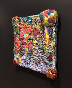 Contemporary Stretched Fiber 2D Wall Hanging, Crocheted, Woven, Felted, Meyer