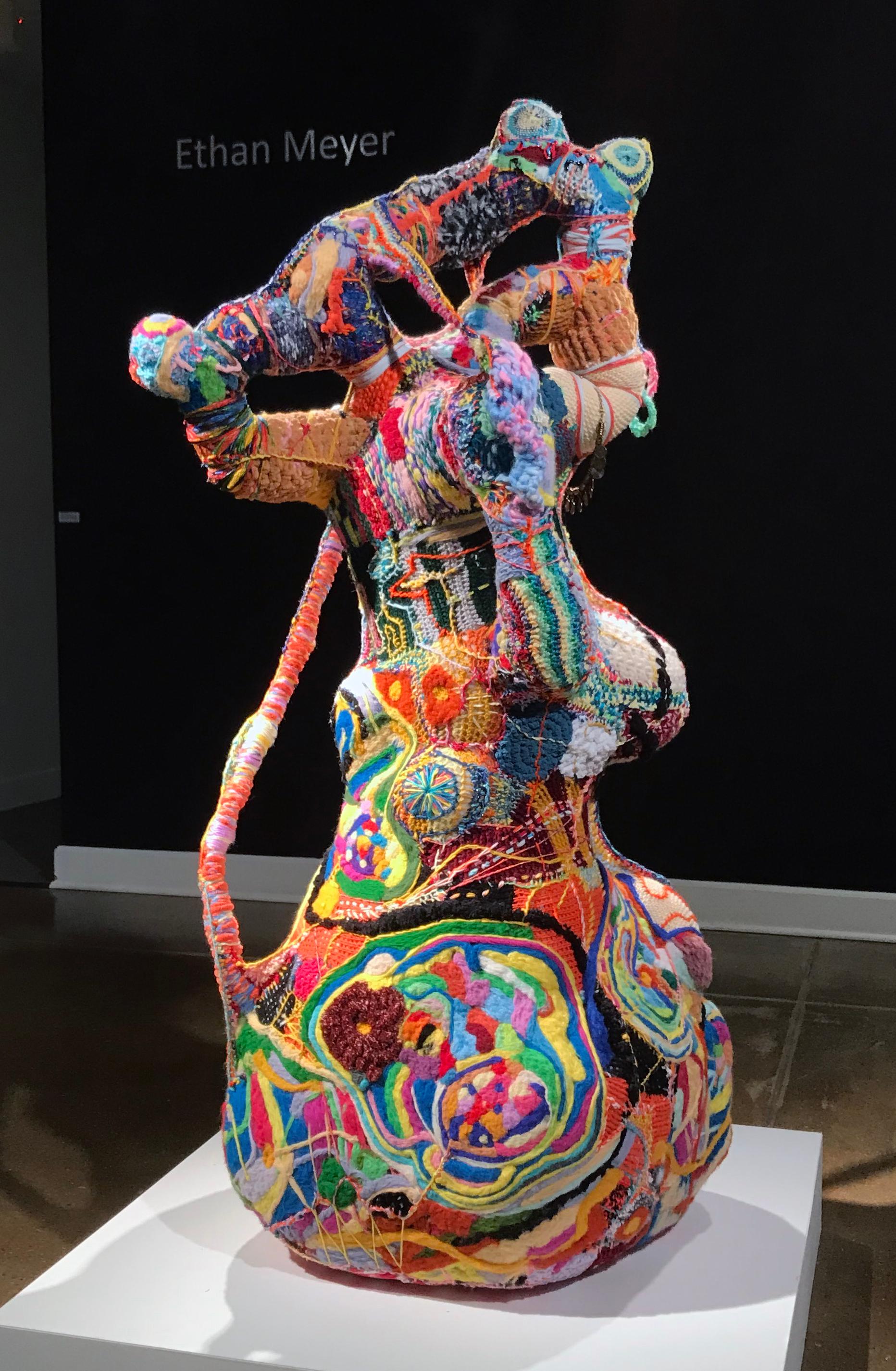 Ethan Meyer Abstract Sculpture - "Temple Guardian", Contemporary, Fiber, Life Size, Sculpture, Mixed Media, Yarn