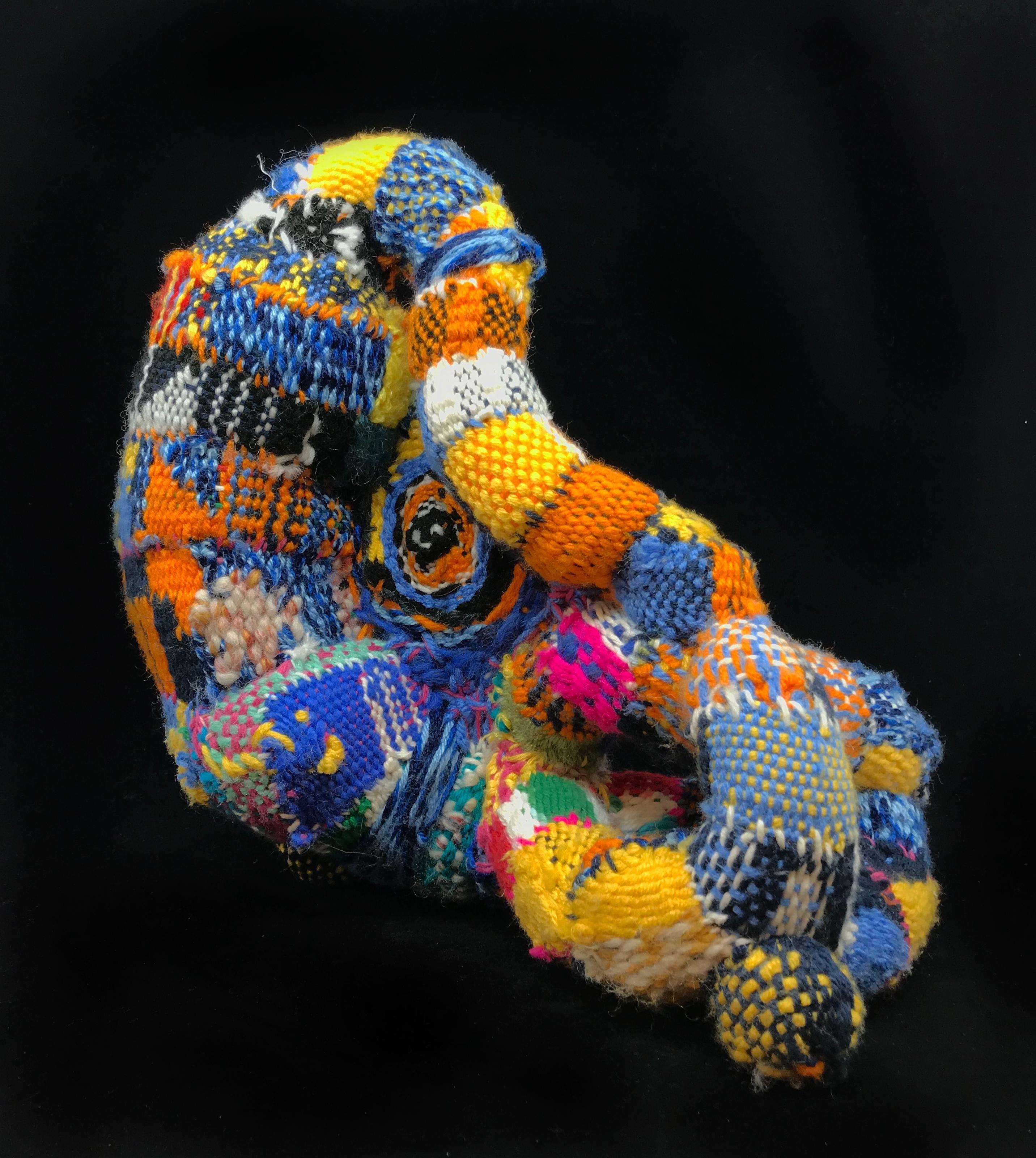 Ethan Meyer Abstract Sculpture - "Topographical Morphology", Contemporary, Hand Woven, Stitched, Textile, Color