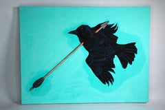 Peinture au collage sur toile : "Bird 6"