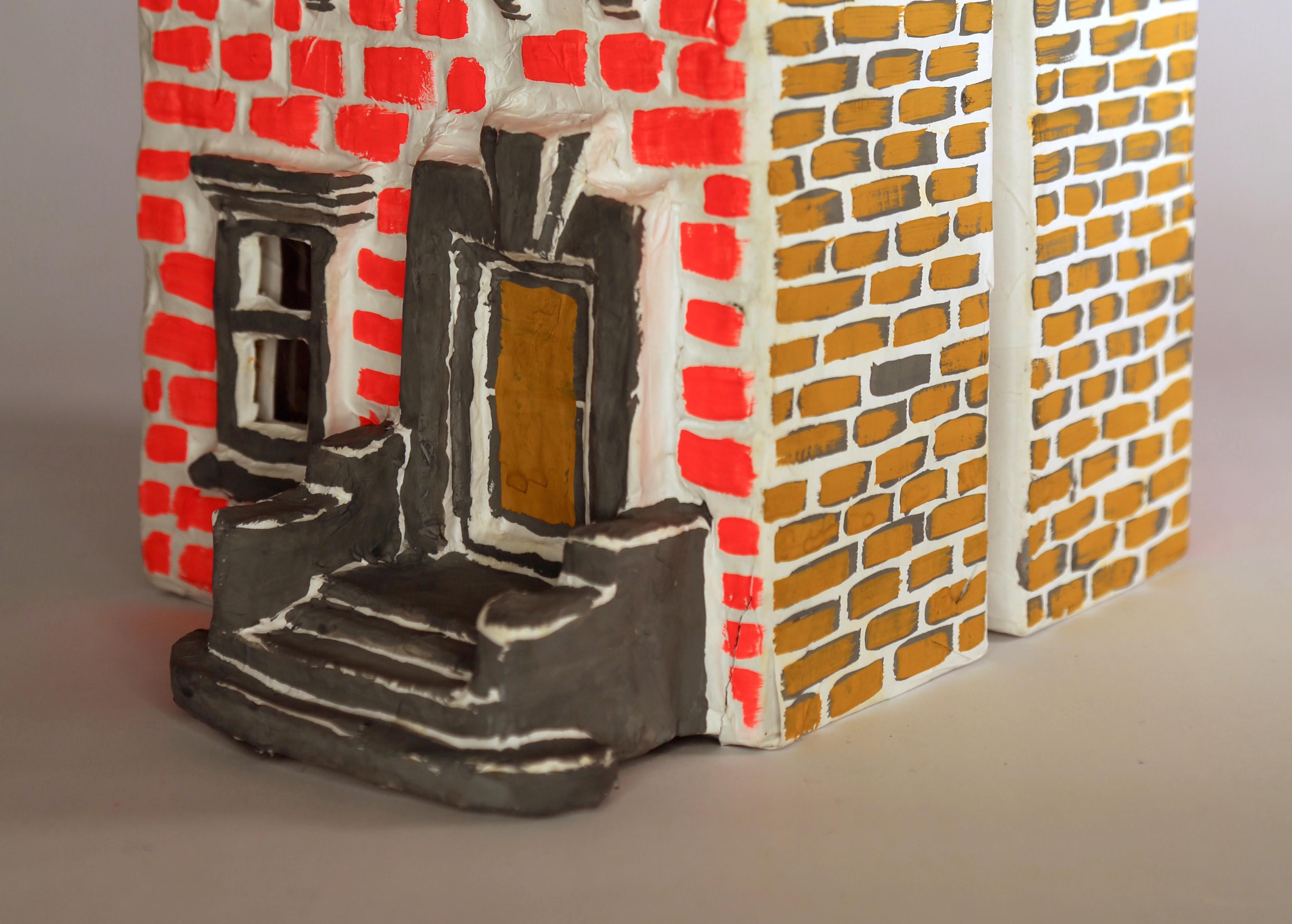 Mixed Media Sculpture of House: 'Spilt House' For Sale 1