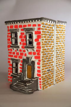 Mixed Media Sculpture of House: 'Spilt House'