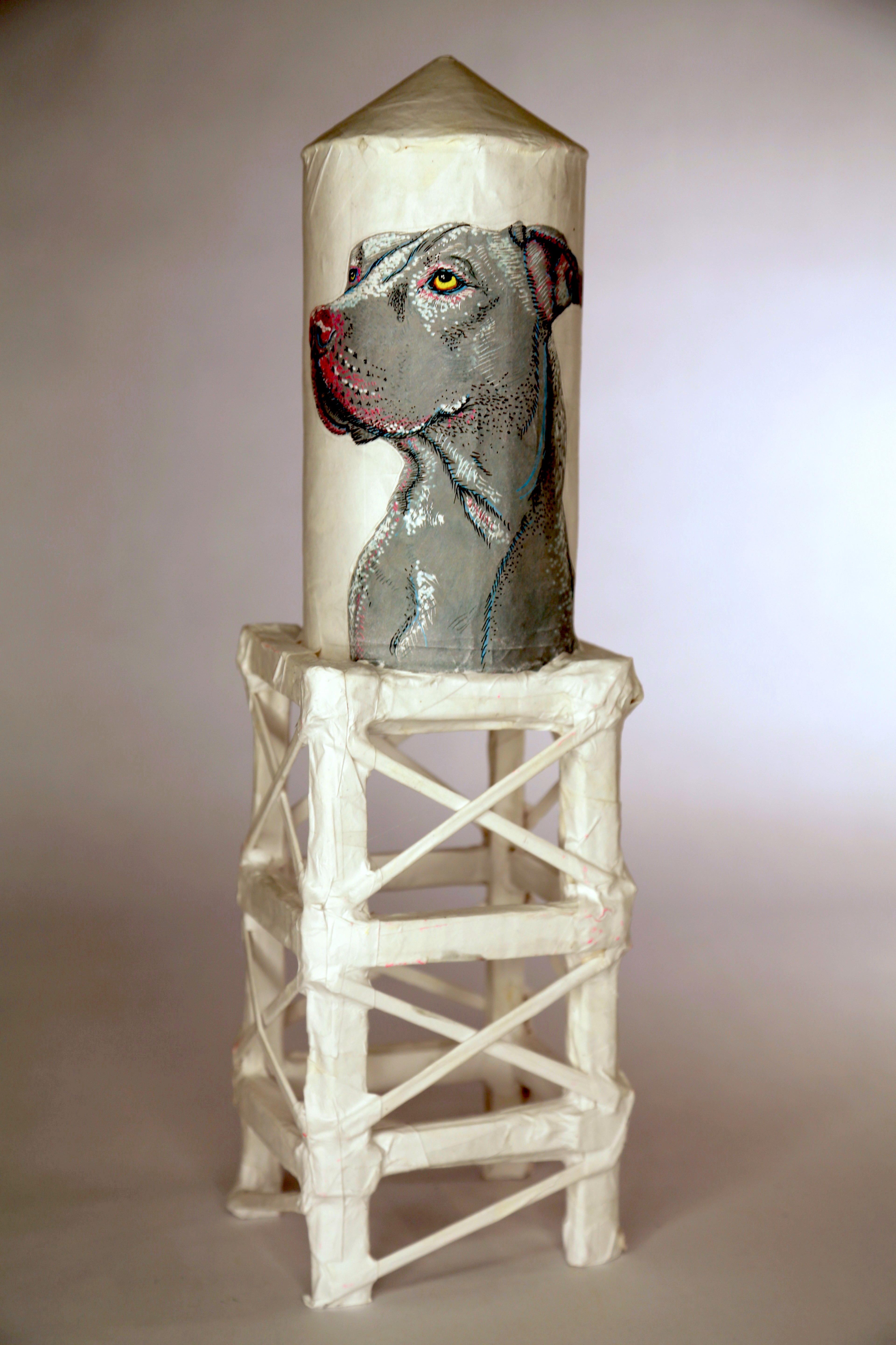  Water Tower Sculpture: 'Grey Dog'  - Mixed Media Art by Ethan Minsker