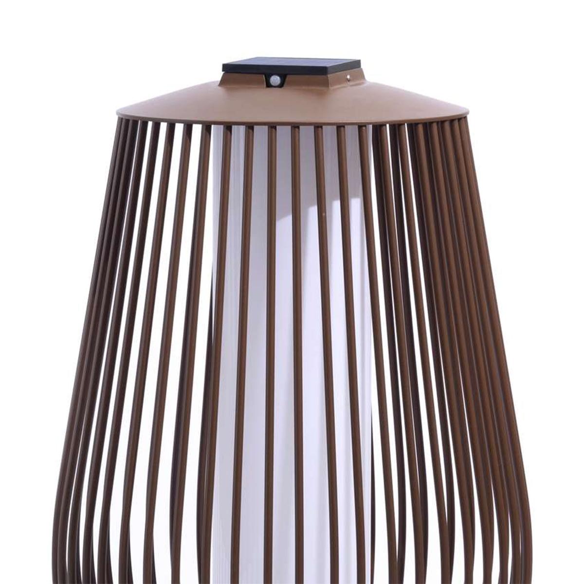 Lantern Ethan Solar with all structure in powder-coated
aluminium in corten finish, outddor-indoor. Solar and rechargeable 
lantern. Also available in black finish, on request.
