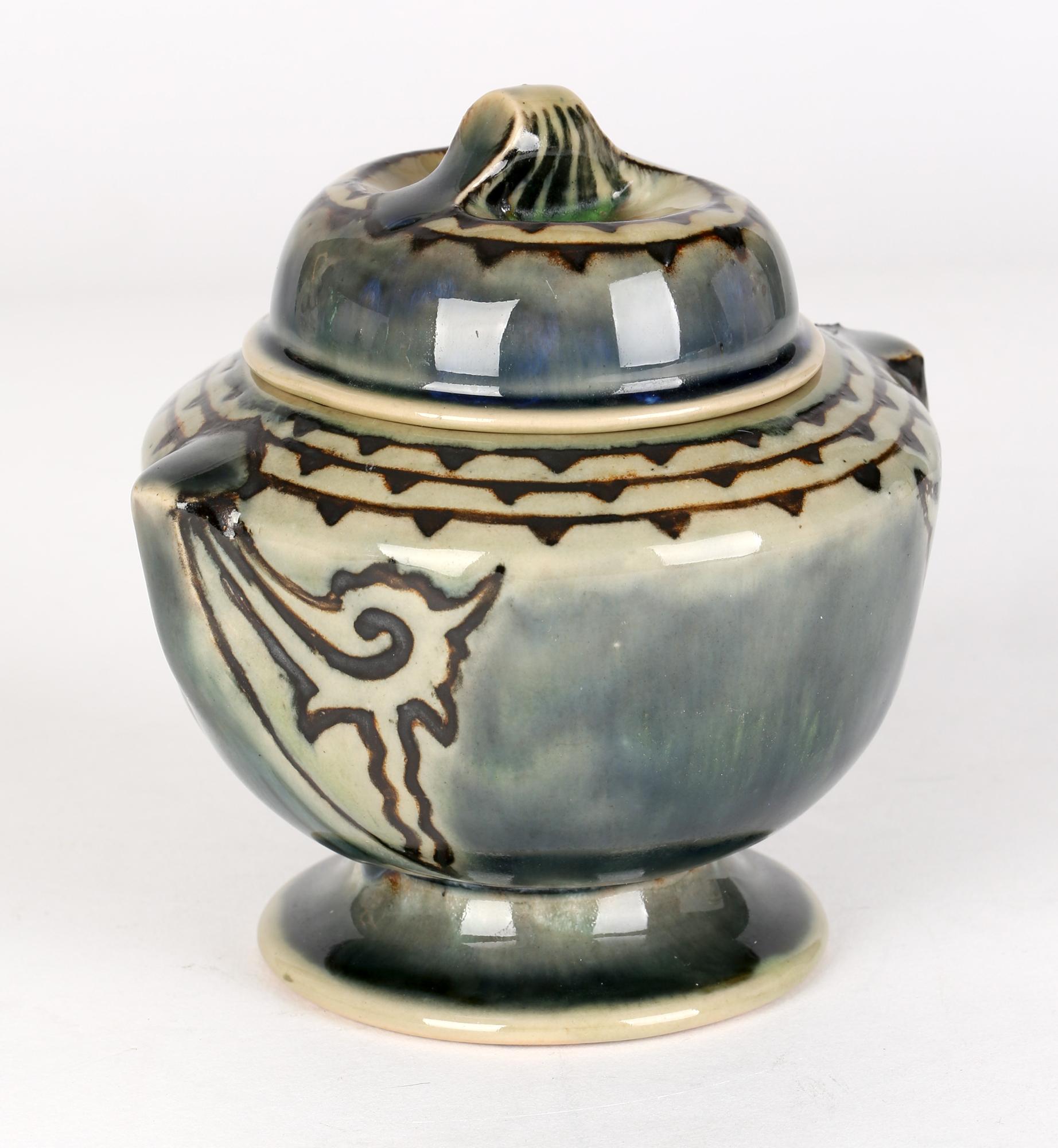 Ethel Beard Doulton Lambeth Unusual Art Deco Stoneware Lidded Tobacco Jar 4