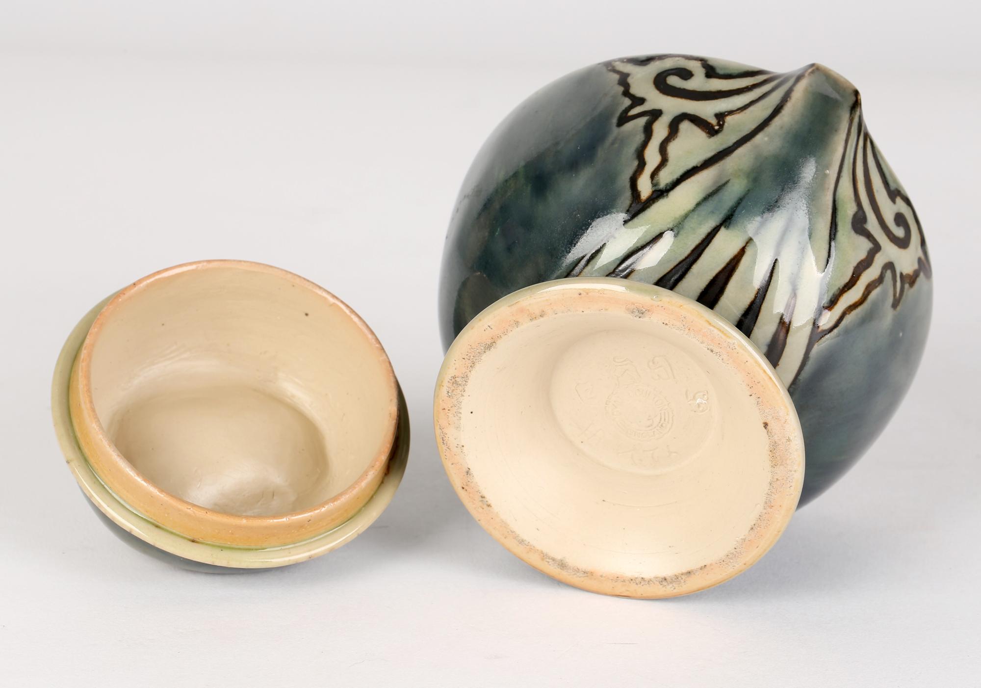 Ethel Beard Doulton Lambeth Unusual Art Deco Stoneware Lidded Tobacco Jar 6