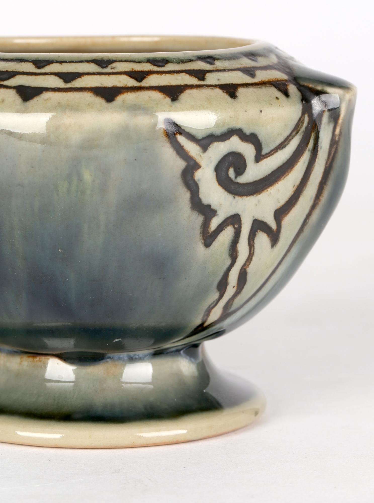 Early 20th Century Ethel Beard Doulton Lambeth Unusual Art Deco Stoneware Lidded Tobacco Jar