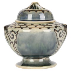 Ethel Beard Doulton Lambeth Unusual Art Deco Stoneware Lidded Tobacco Jar