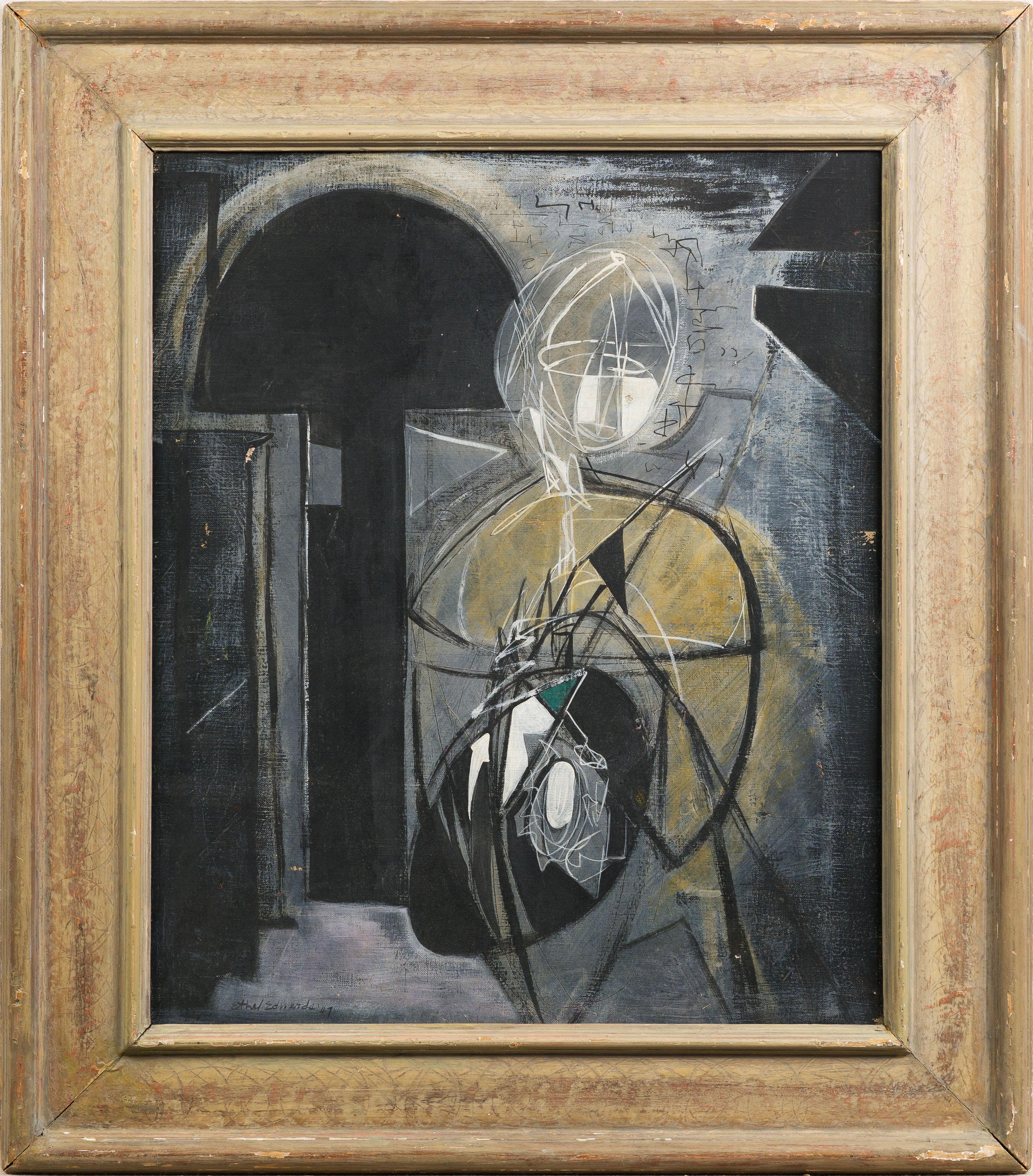 Antico dipinto ad olio Modernista Americano Espressionista Astratto incorniciato e in mostra - Painting di Ethel Edwards 