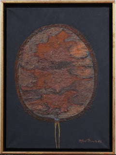Pittura ad olio surreale astratta modernista americana d'epoca con cornice