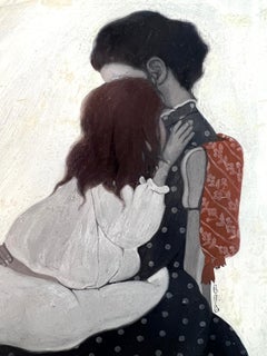 Lonely Mother and Child in Embrace - Female Illustrator