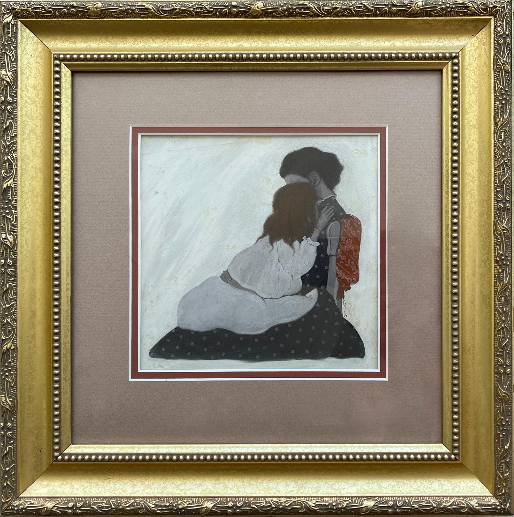 Einsames Mutter und Kind in Umarmung – weibliche Illustratorin  (Amerikanischer Impressionismus), Painting, von Ethel Franklin Betts