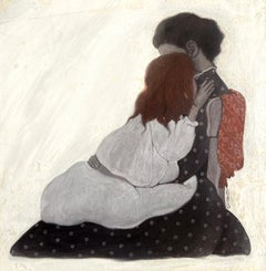 Lonely Mother and Child in Embrace - Female Illustrator 