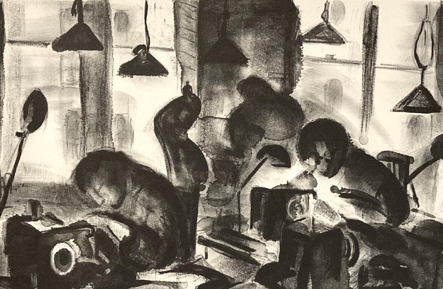 Ethel Katz, Fur Sources, litografía de un taller clandestino de la época del New Deal. - Print de Ethel katz