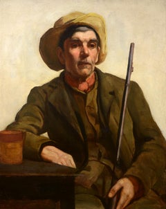 "The Game Keeper" Early 20th Century British Impressionist Portrait/Genre Scene