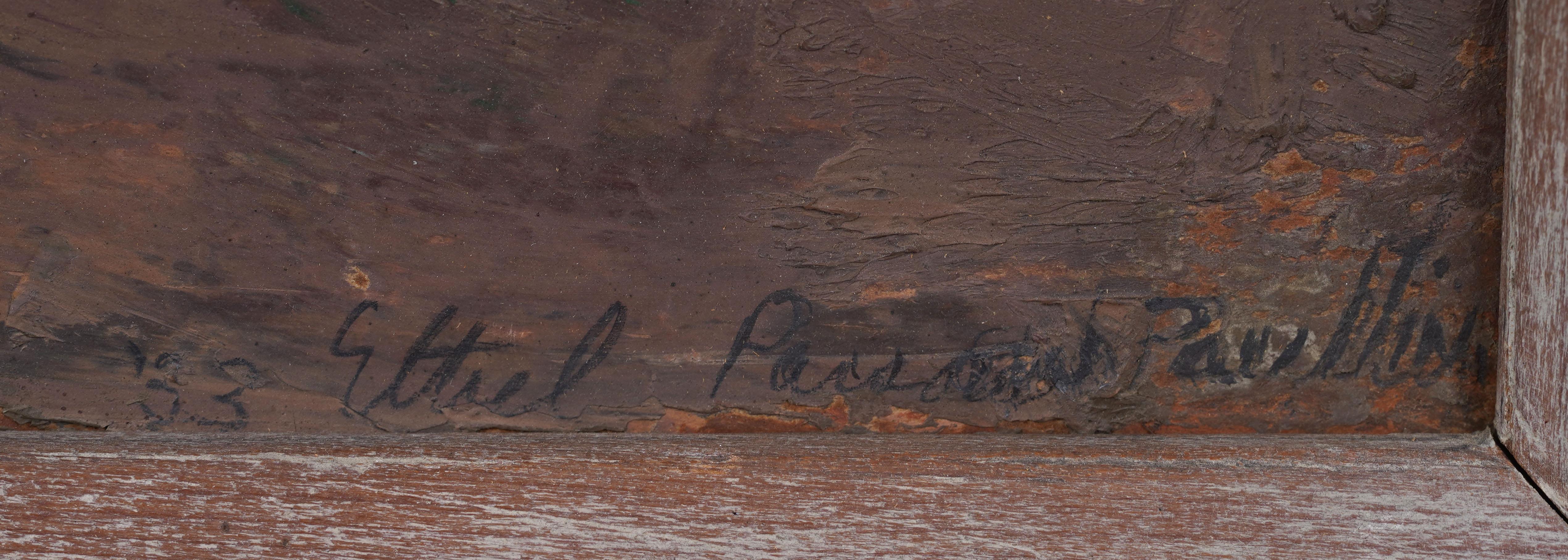 Antiguo paisaje impresionista californiano Pintura al óleo moderna enmarcada y firmada en venta 2