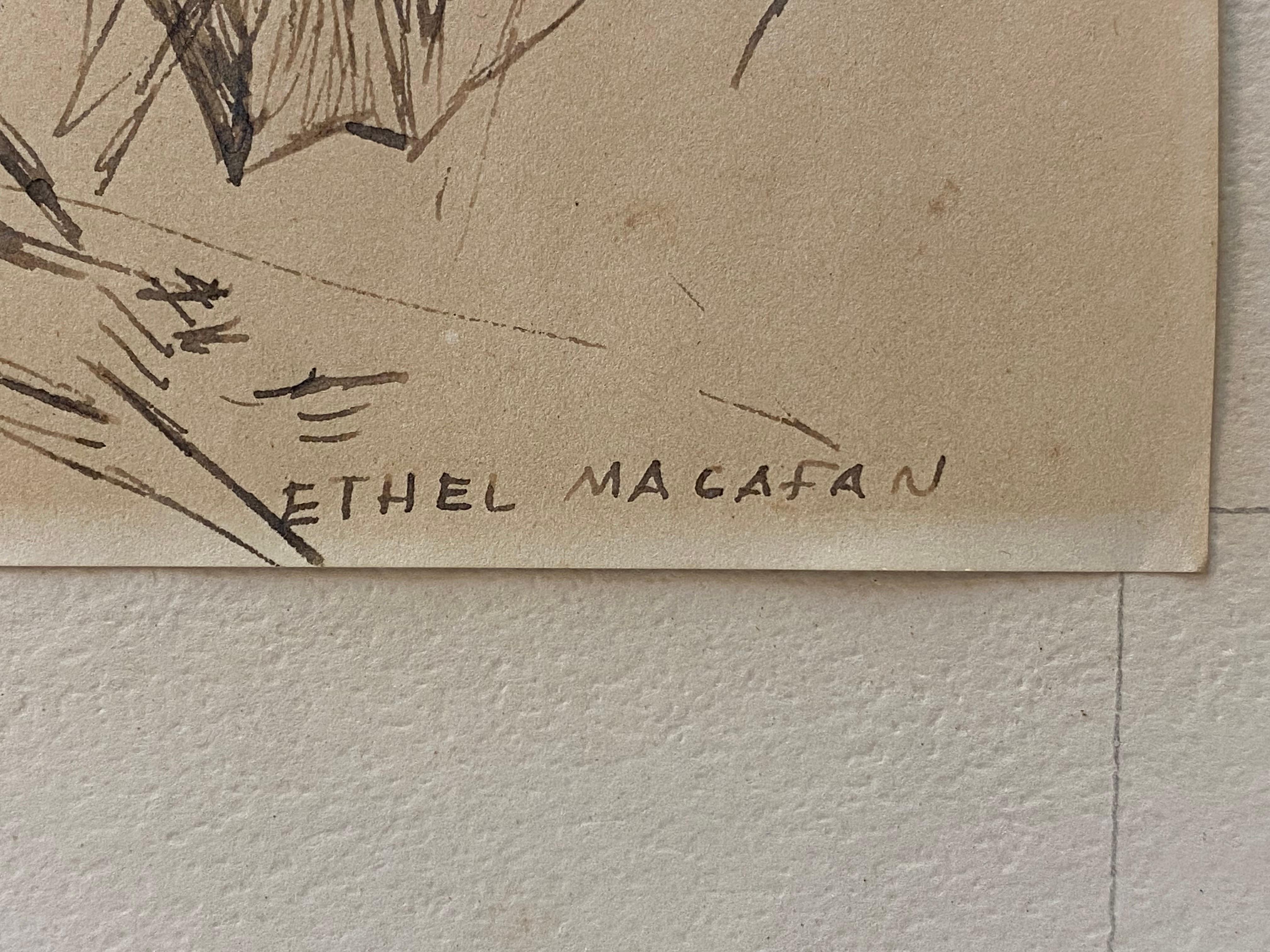Ethel Magafan, dessin au stylo et à l'encre « Évening Moon » en vente 6