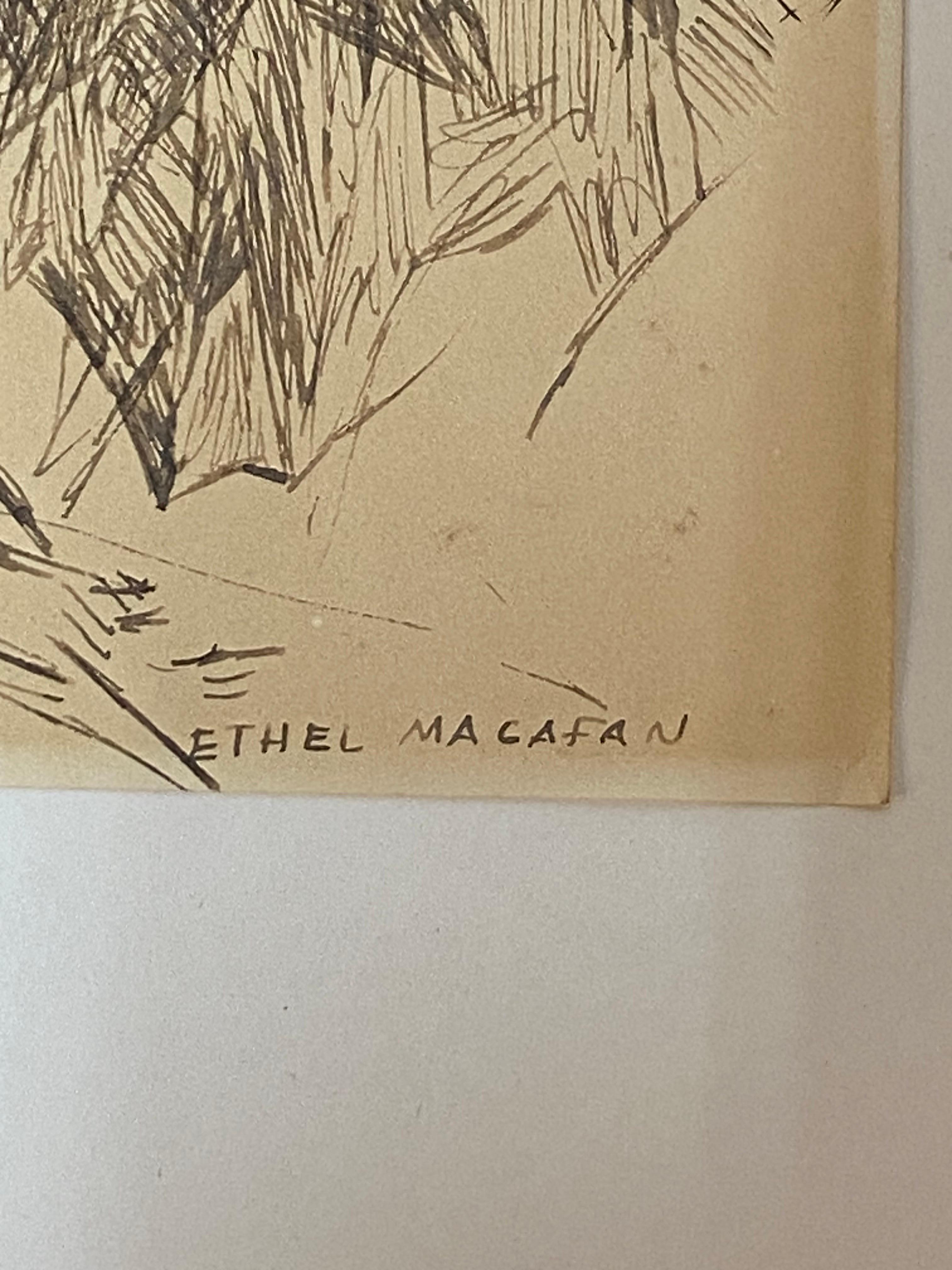 Ethel Magafan, dessin au stylo et à l'encre « Évening Moon » en vente 7