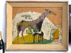 Horse and Colt in Abstract Landscape  - Equestrian