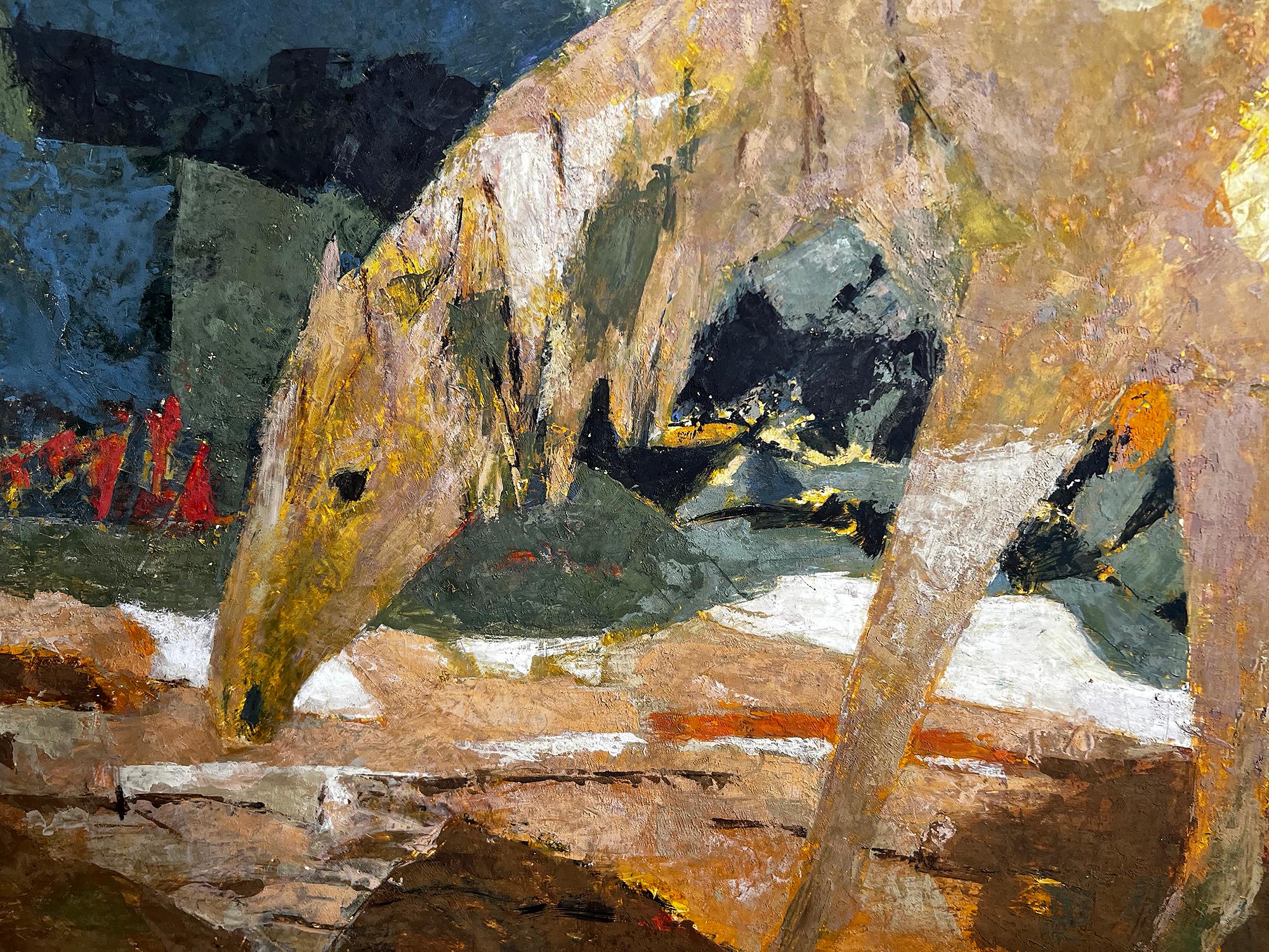 Einsames Pferd in abstrakter Landschaft (Zeitgenössisch), Painting, von Ethel Magafan
