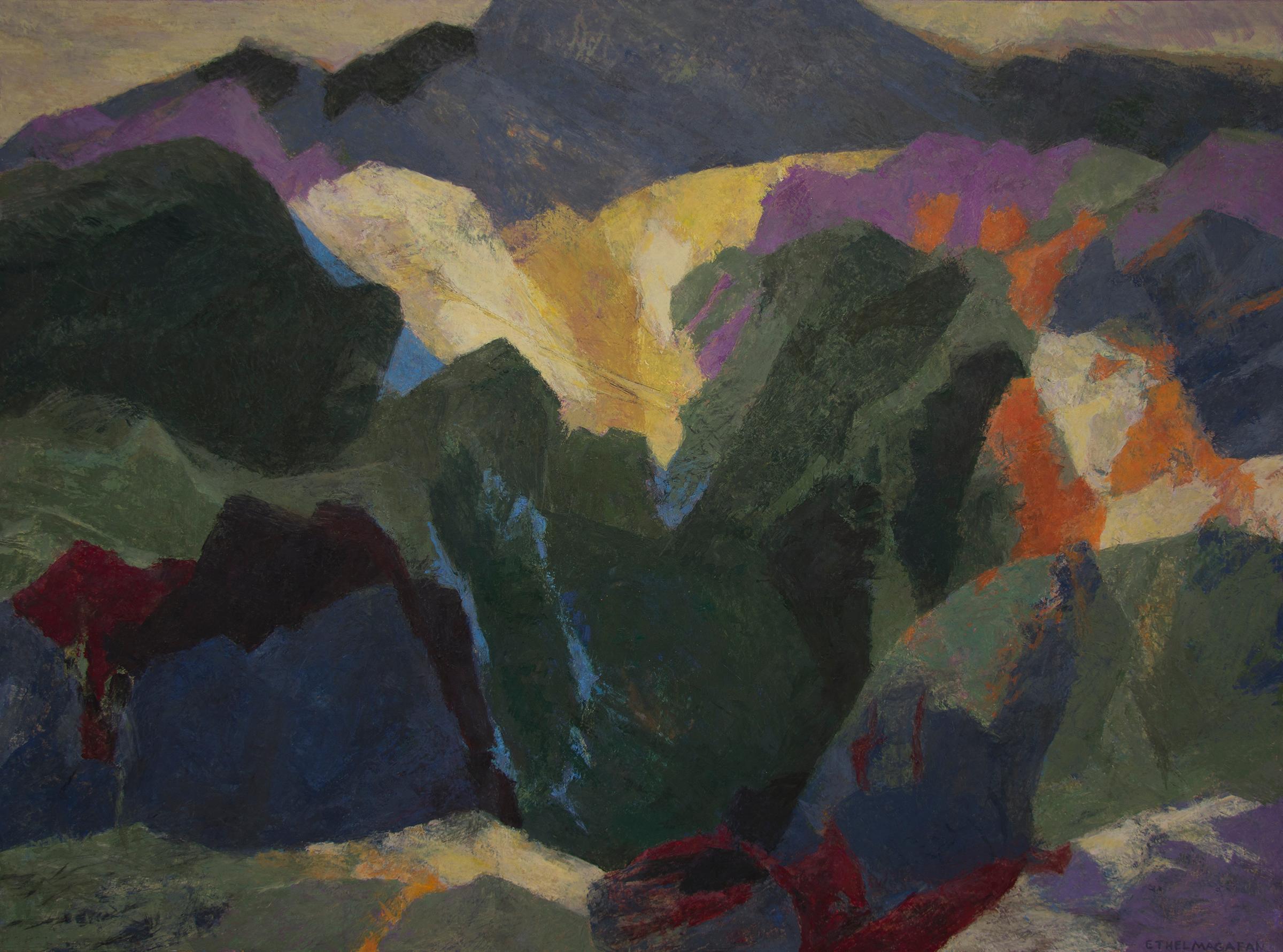 Mt. Sopris (Near Aspen and Carbondale, Colorado) semi-abstract painting - Painting by Ethel Magafan